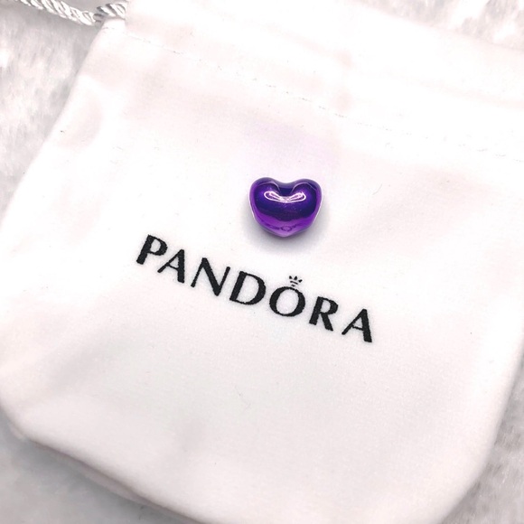 PANDORA Metallic Purple Heart Charm w/box - Picture 2 of 4